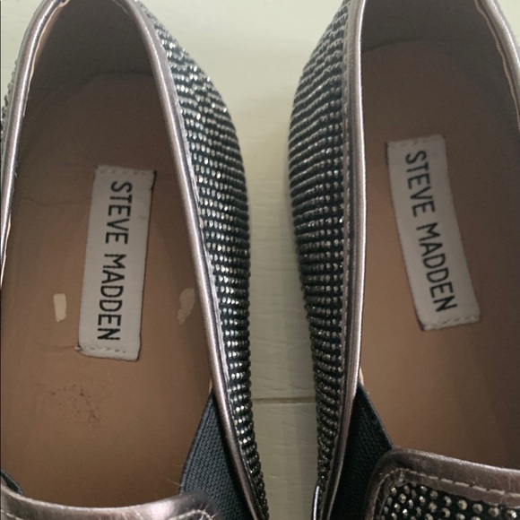 Steve Madden Black Rhinestone Loafers - Picture 7 of 9